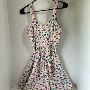Sunny girl elephant print sleeveless dress size small pockets spring summer